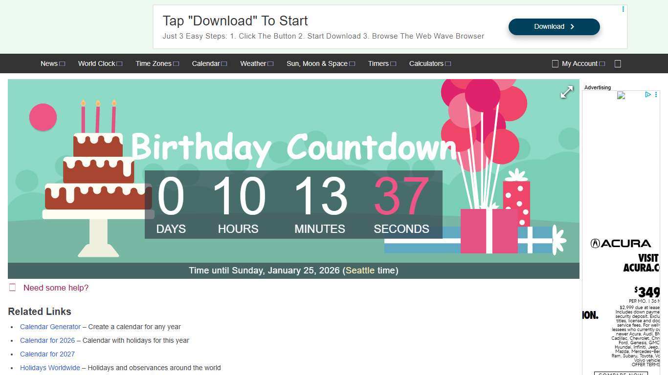 Birthday Countdown – Countdown to Jan 25, 2026