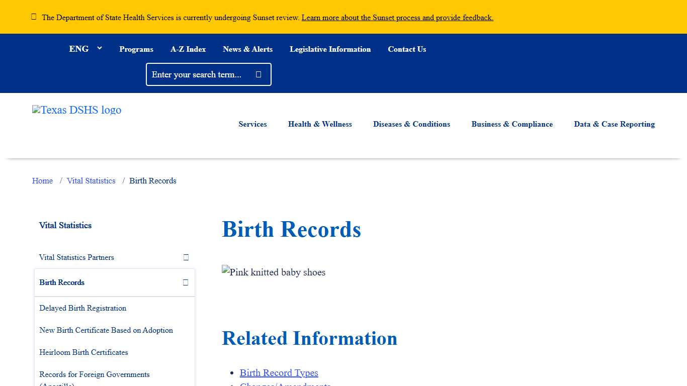 Birth Records Texas DSHS
